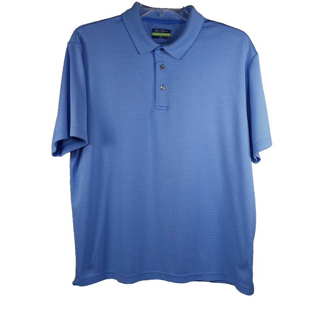 Ben Hogan Golf Polo Shirt Mens XL Performance Short Sleeve Blue Geometric Design